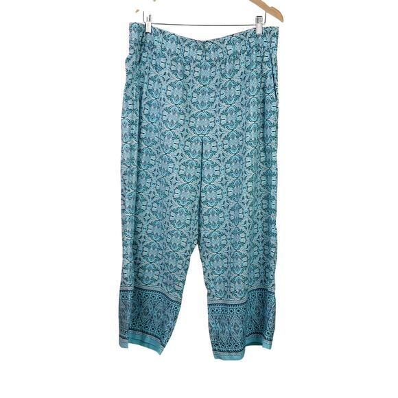 Talbots SZ XL Nantucket Linen Wide Leg Crop Pants & Matching Tank Oval Medallion - Picture 5 of 9